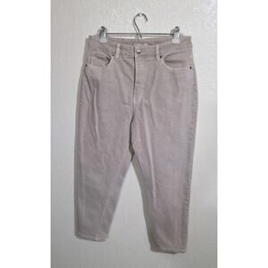 H&M High Waist Wide-Leg Cream Cut-Off Straight Leg Jeans Womens Size 12 Denim